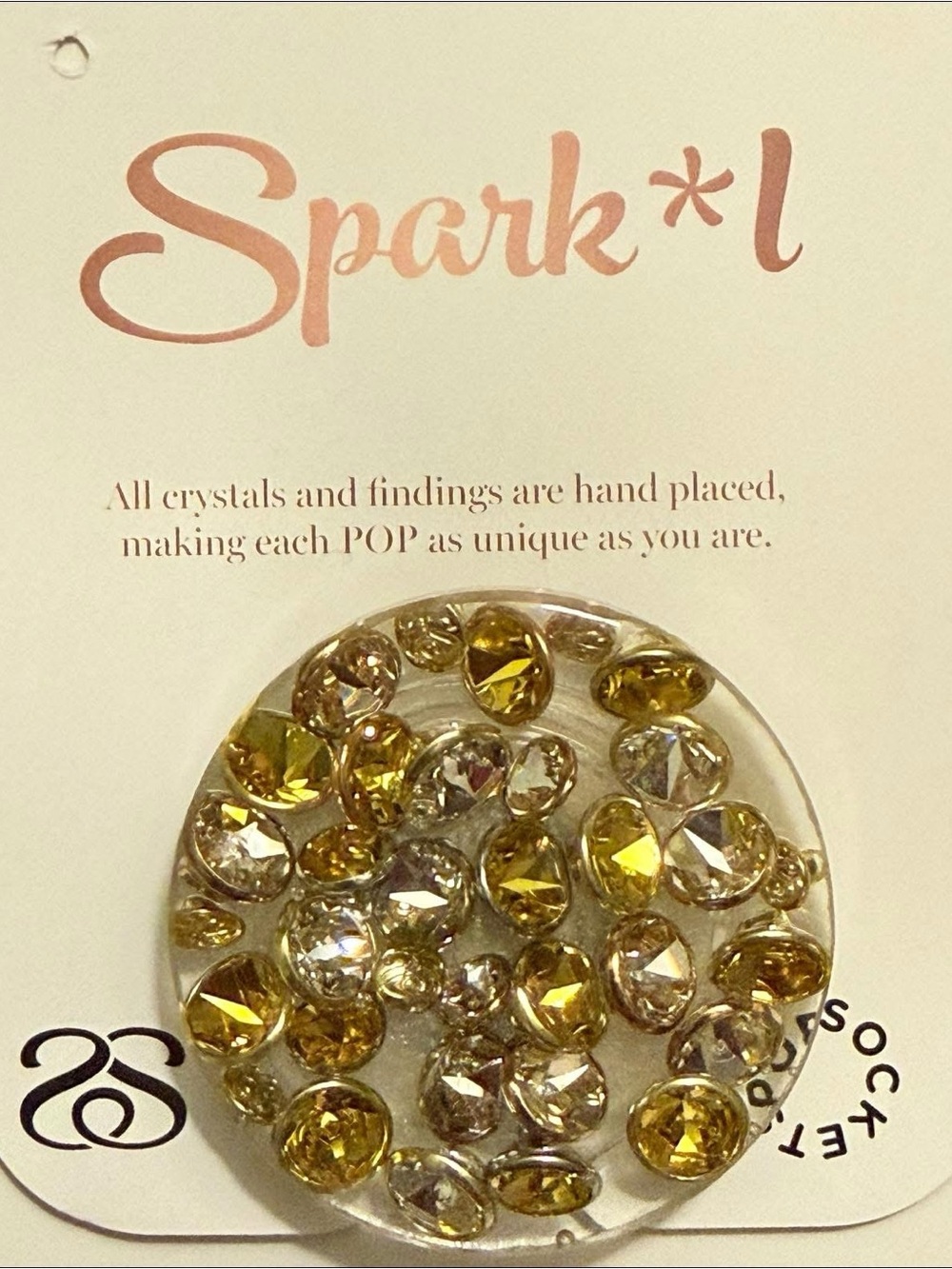 Spark*I bands Pop-Socket with Swarov Crystals Phone Grip - Yellow and Clear Gems